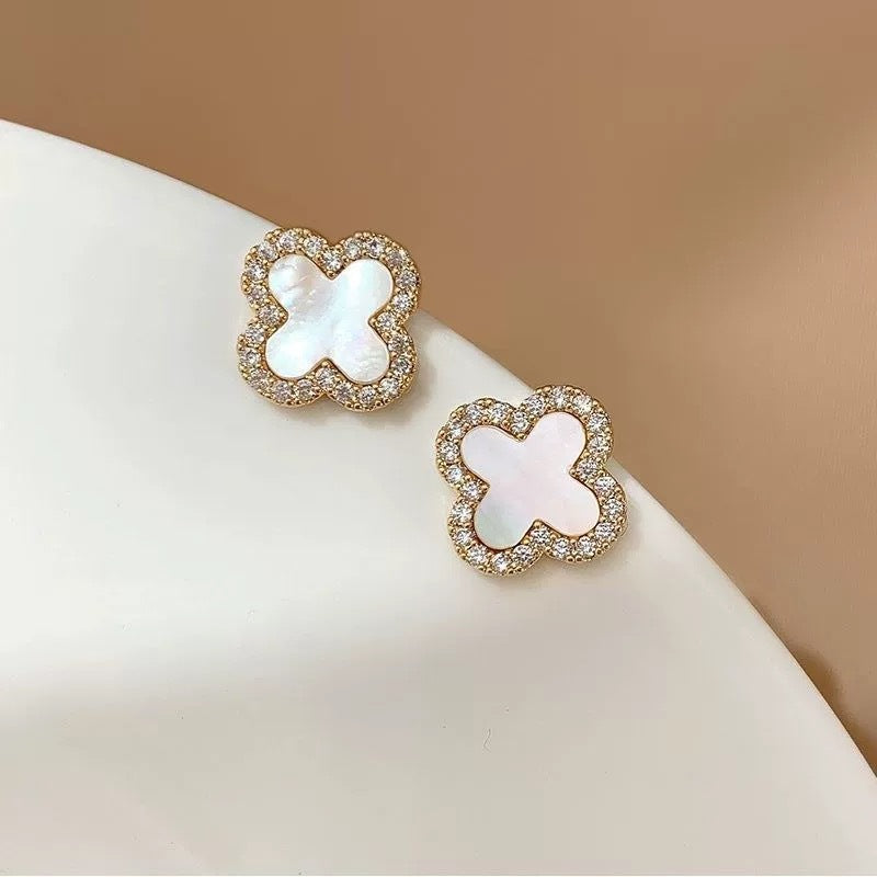 Black Clover Crystal Stud Earrings