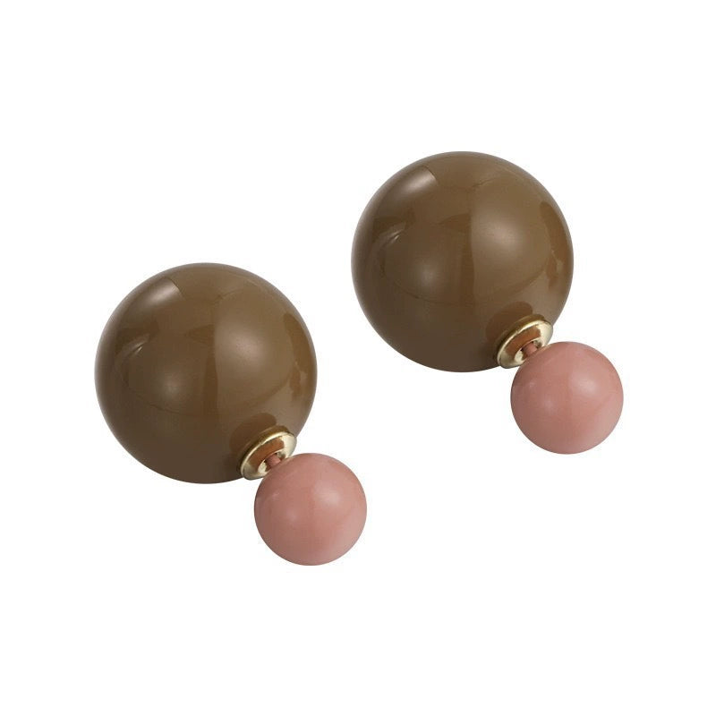 Double Glossy Ball Stud Earrings