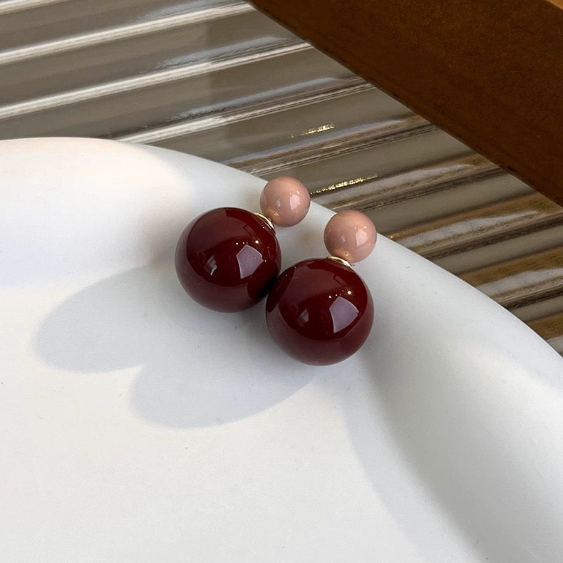 Double Glossy Ball Stud Earrings