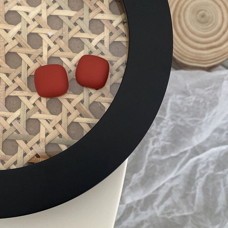 Matte Square Cushion Stud Earrings