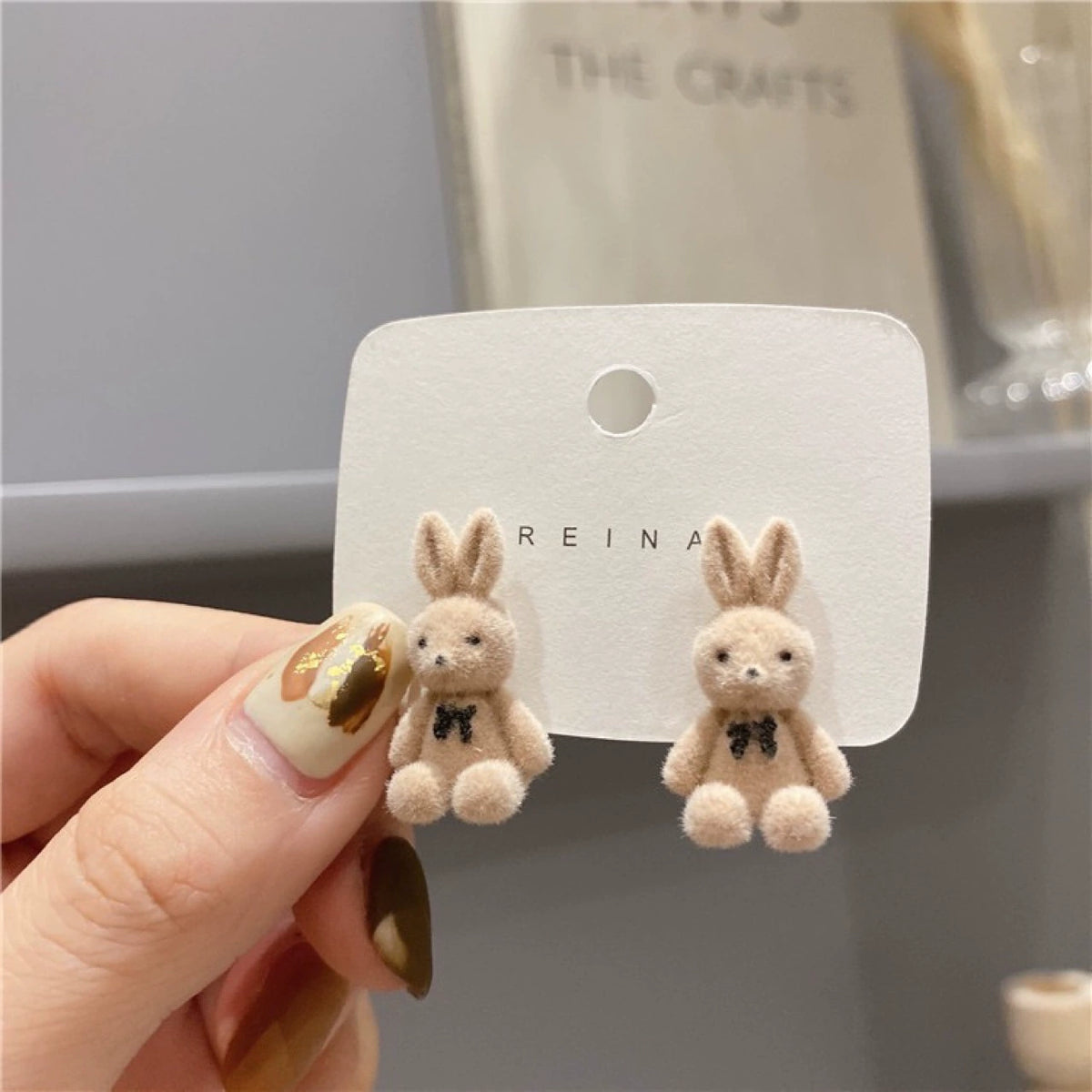 Fluffy Teddy Bear Stud Earrings