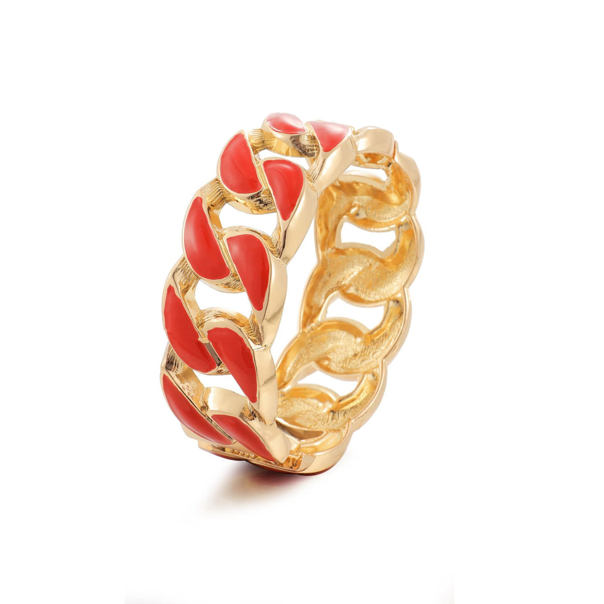 Red enamel Cuban chain-link bangle