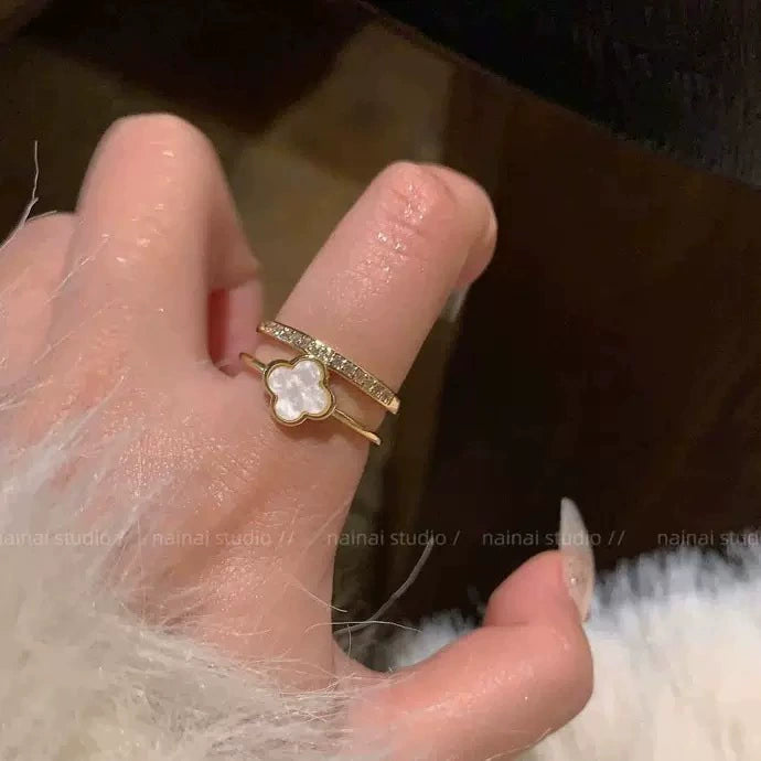 Four-Leaf Clover Open Ring