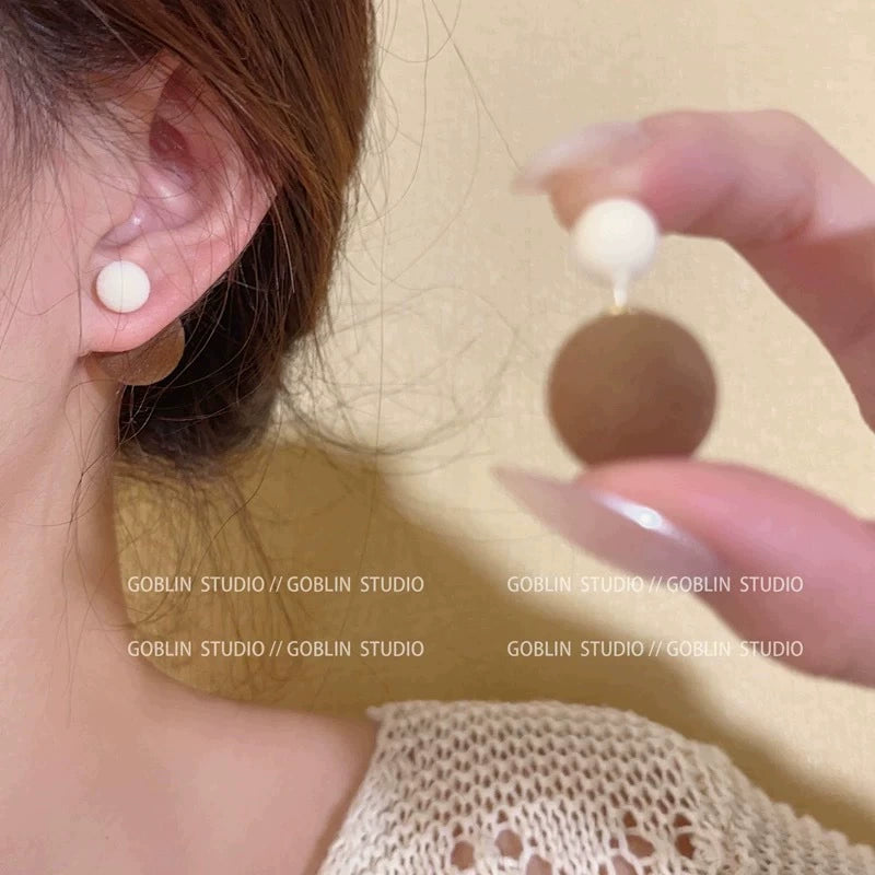Velvet Flocked Ball &amp; Disc Stud Earrings