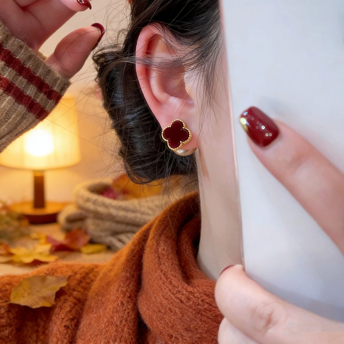 Pearl & Clover Stud Earrings