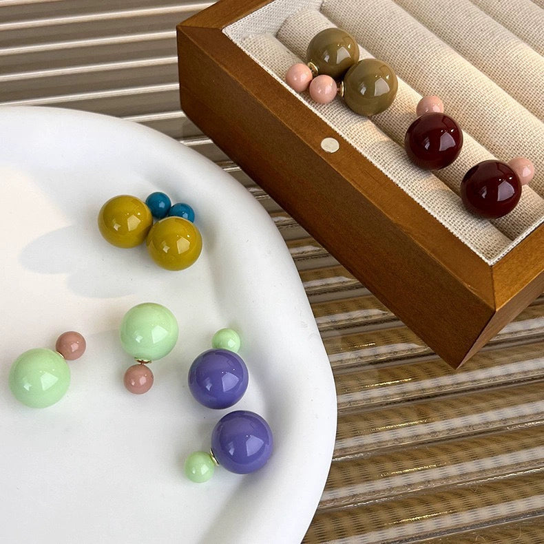 Double Glossy Ball Stud Earrings