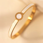 Enamel Roman Numeral Medallion Bangle Bracelet