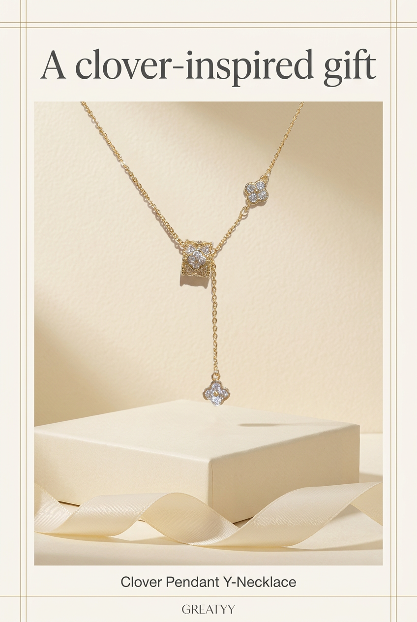 Clover pendant necklace gifting Pinterest Pin